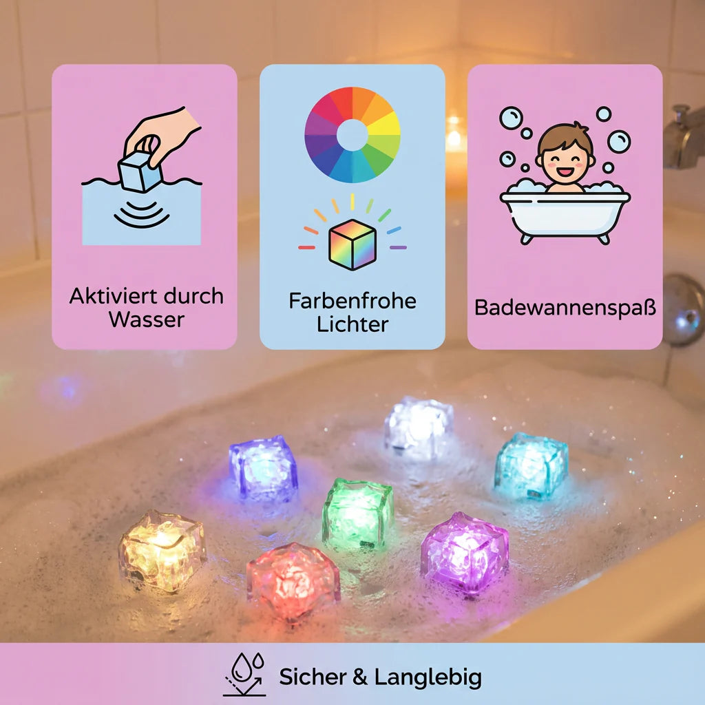 Light-Up Bath Cubes Toy for Kids, Set of 6